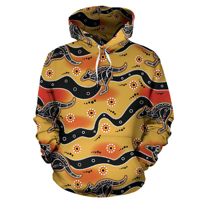 Kangaroos Aboriginal Pattern Print Design 06 Pullover Hoodie