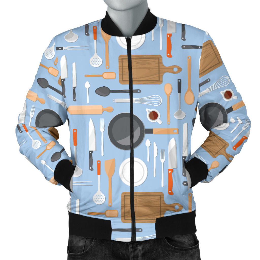 Cooking Kitchen Tools Pattern Print Design 02 Men Bomber Jacket