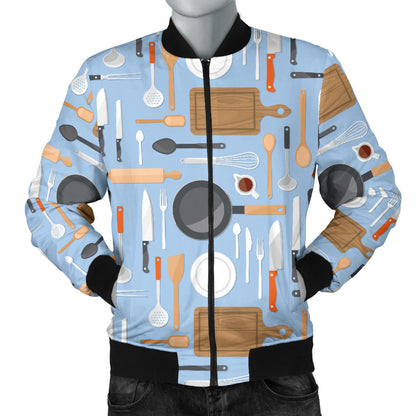 Cooking Kitchen Tools Pattern Print Design 02 Men Bomber Jacket