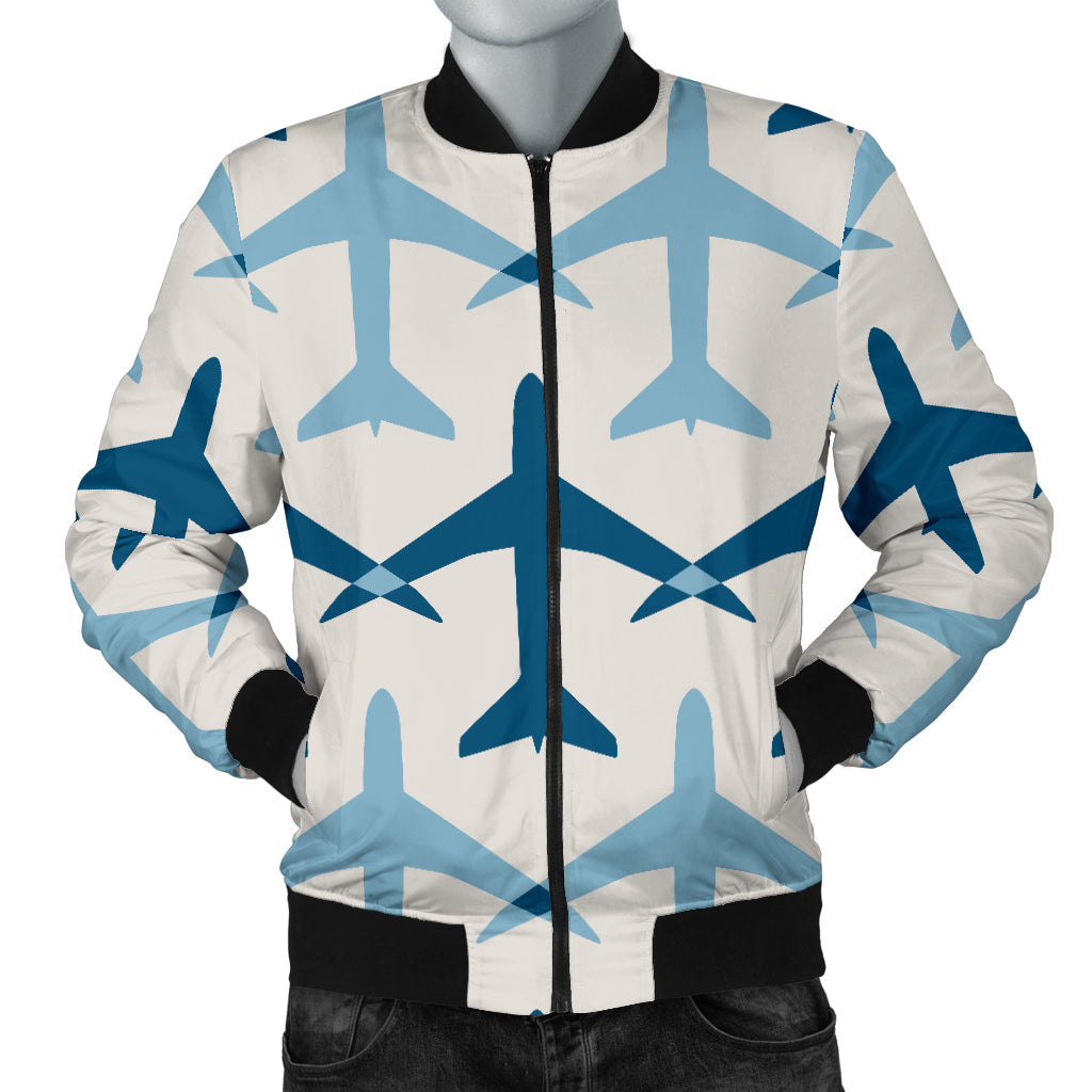 Airplane Pattern Print Design 04 Men Bomber Jacket