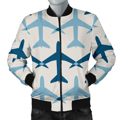 Airplane Pattern Print Design 04 Men Bomber Jacket