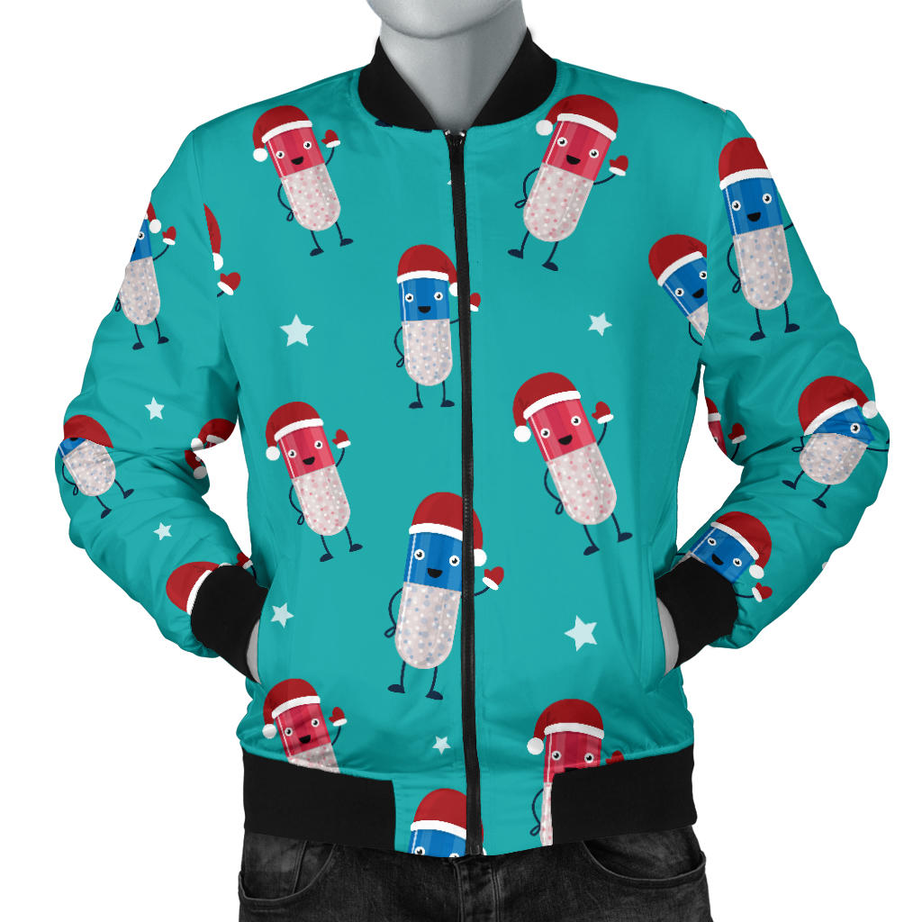 Pill Pattern Print Design A03 Men Bomber Jacket