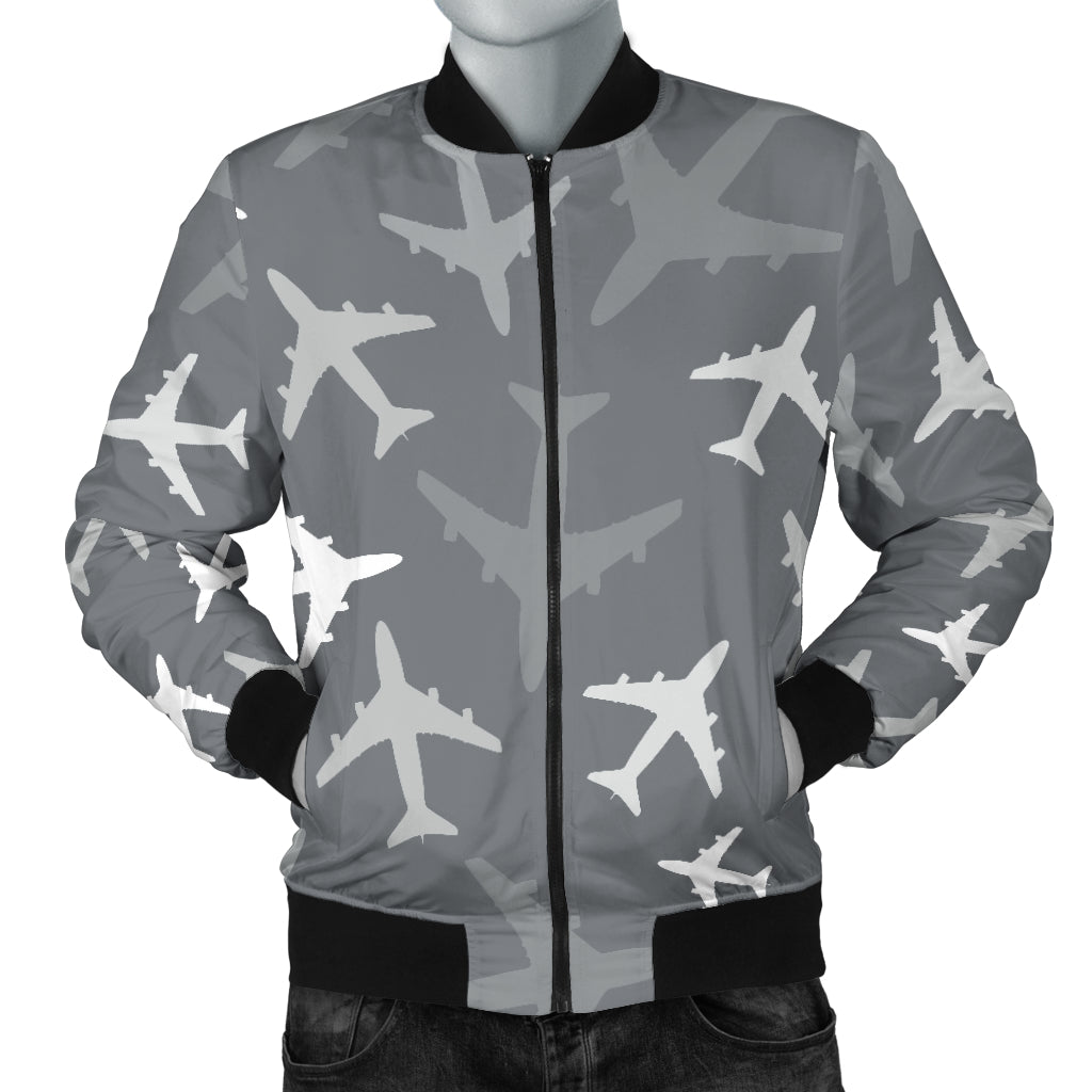 Airplane Pattern Print Design 02 Men Bomber Jacket