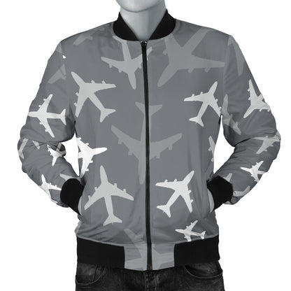 Airplane Pattern Print Design 02 Men Bomber Jacket