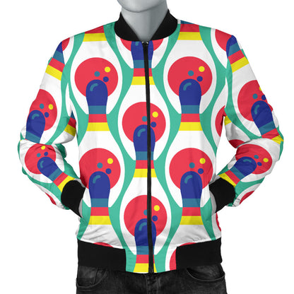 Bowling Pattern Print Design 05 Men Bomber Jacket