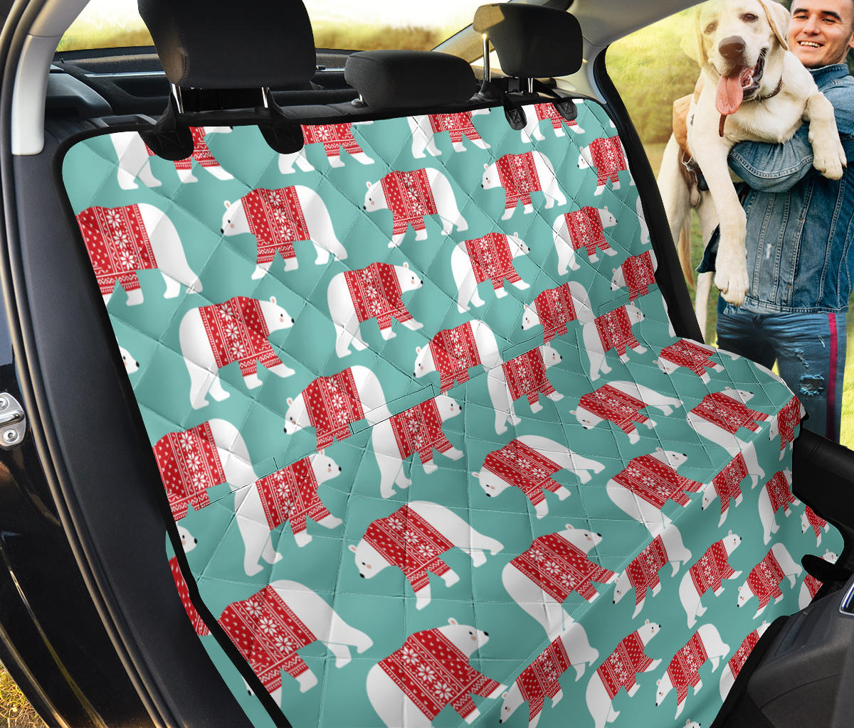 Polar Bear Pattern Print Design A04 Rear Dog Car Seat Cover Hammock
