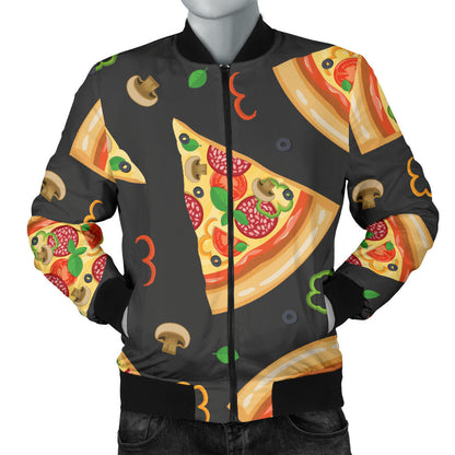 Pizza Pattern Print Design A02 Men Bomber Jacket
