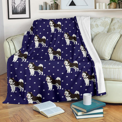 Alaskan Malamute Pattern Print Design 04 Premium Blanket