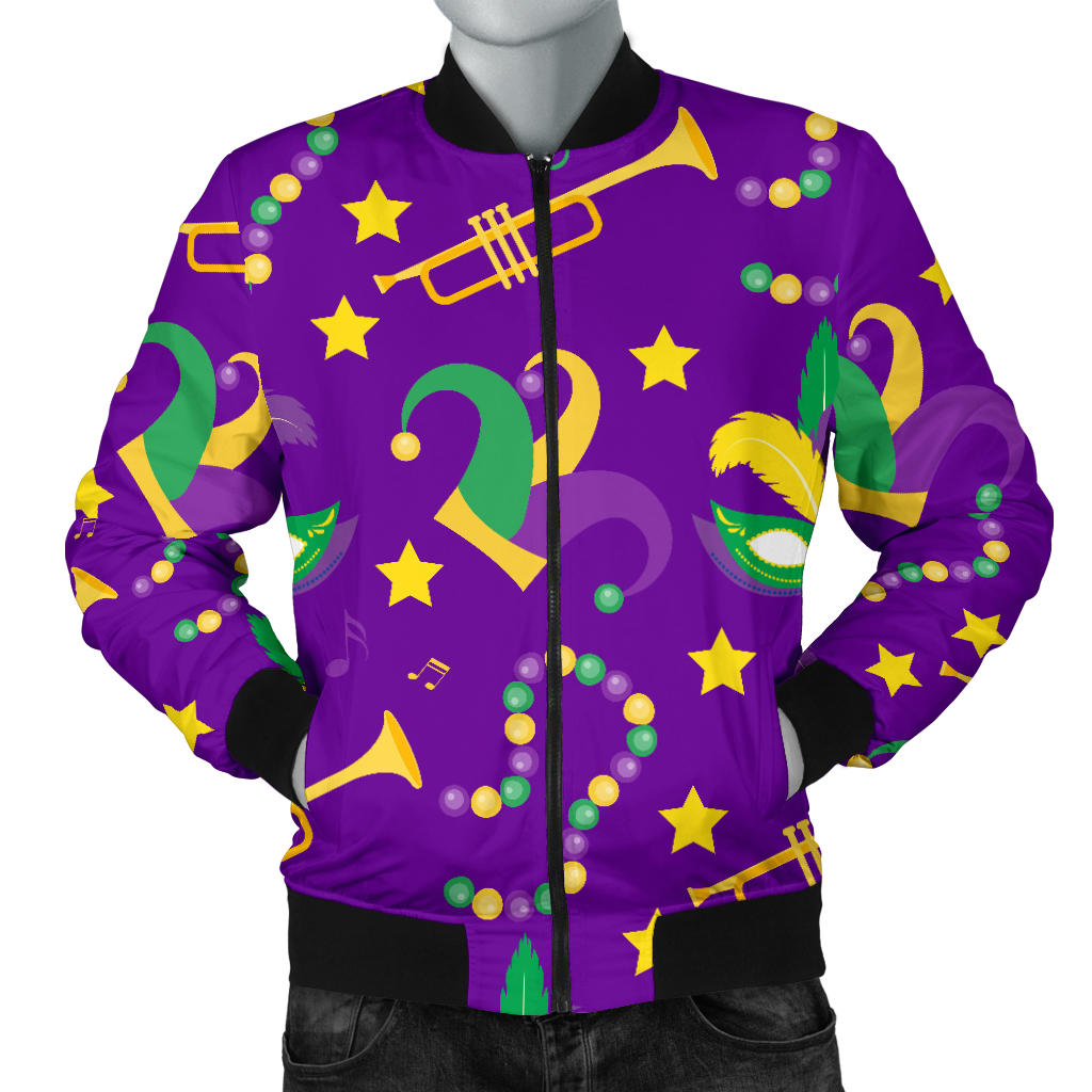 Mardi Gras Pattern Print Design 06 Men Bomber Jacket