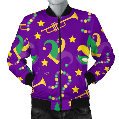 Mardi Gras Pattern Print Design 06 Men Bomber Jacket