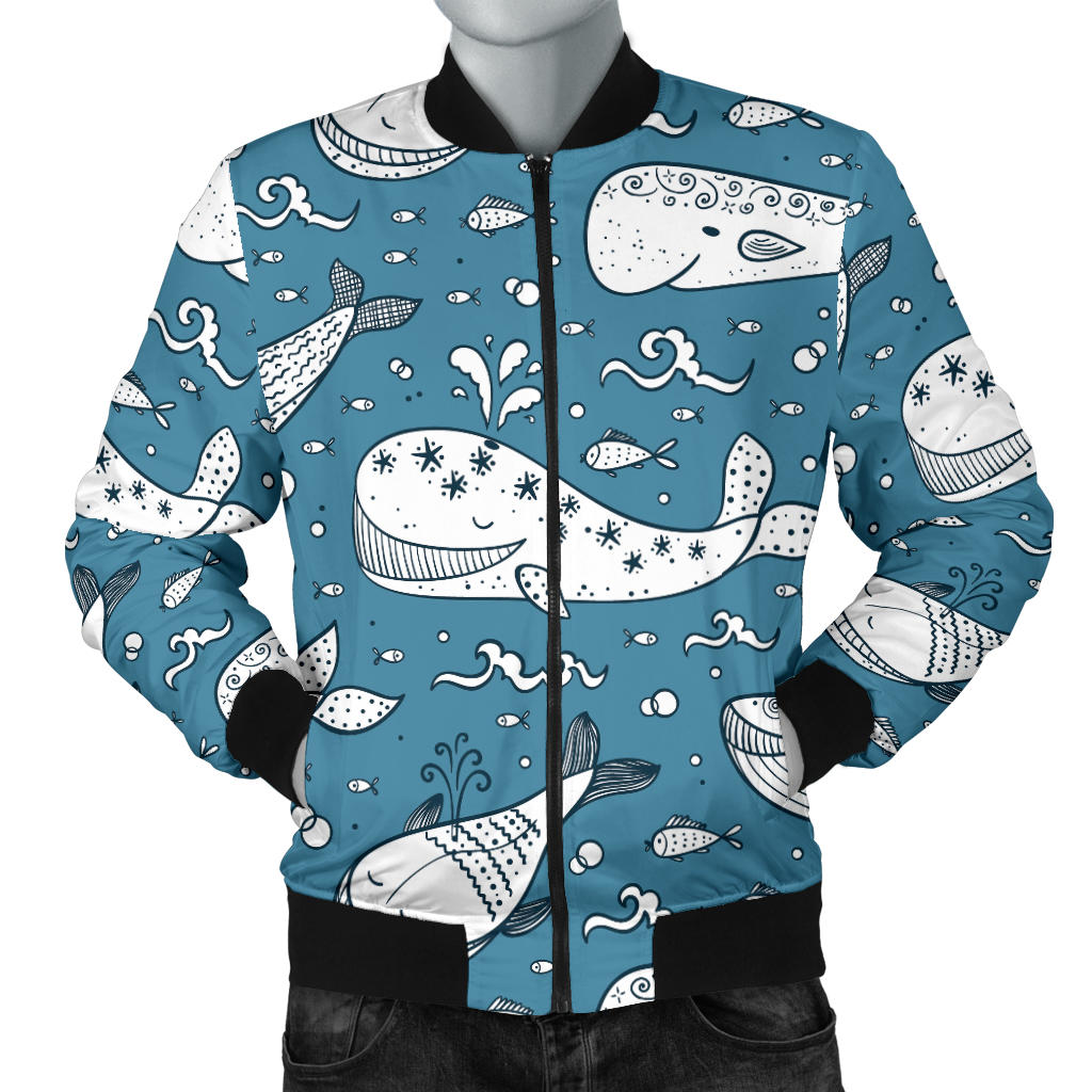 Humpback Whale Pattern Print Design 03 Men Bomber Jacket