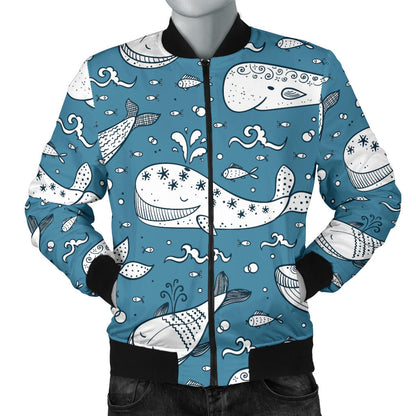 Humpback Whale Pattern Print Design 03 Men Bomber Jacket