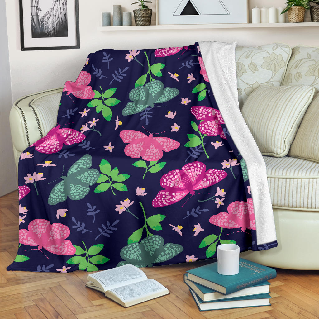 Monarch Butterfly Pattern Print Design 03 Premium Blanket
