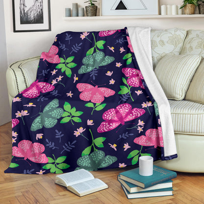 Monarch Butterfly Pattern Print Design 03 Premium Blanket