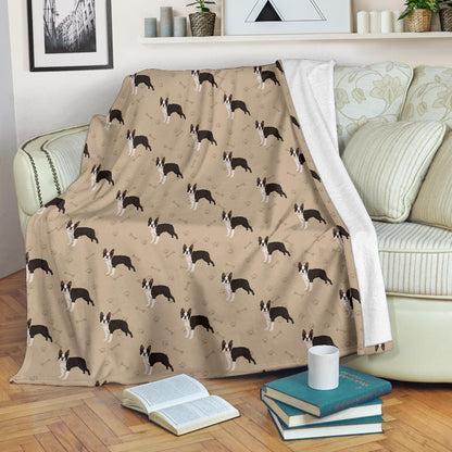 Boston Terrier Pattern Print Design 02 Premium Blanket