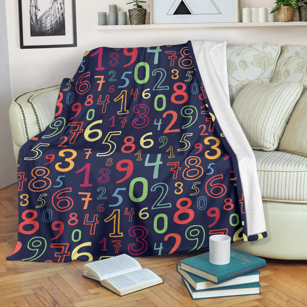 Number Pattern Print Design A01 Premium Blanket