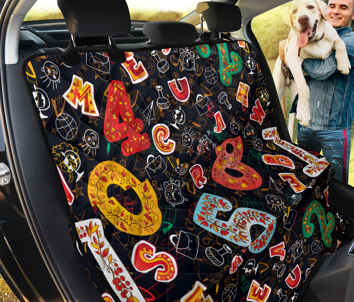 Number Pattern Print Design A03 Rear Dog Car Seat Cover Hammock