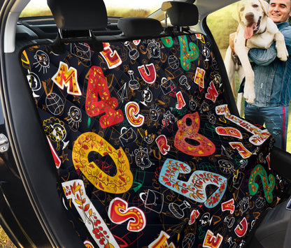 Number Pattern Print Design A03 Rear Dog Car Seat Cover Hammock