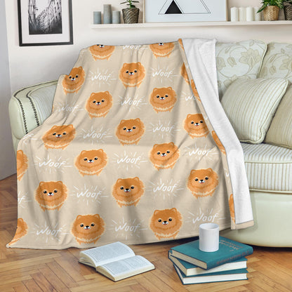 Pomeranians Pattern Print Design A04 Premium Blanket