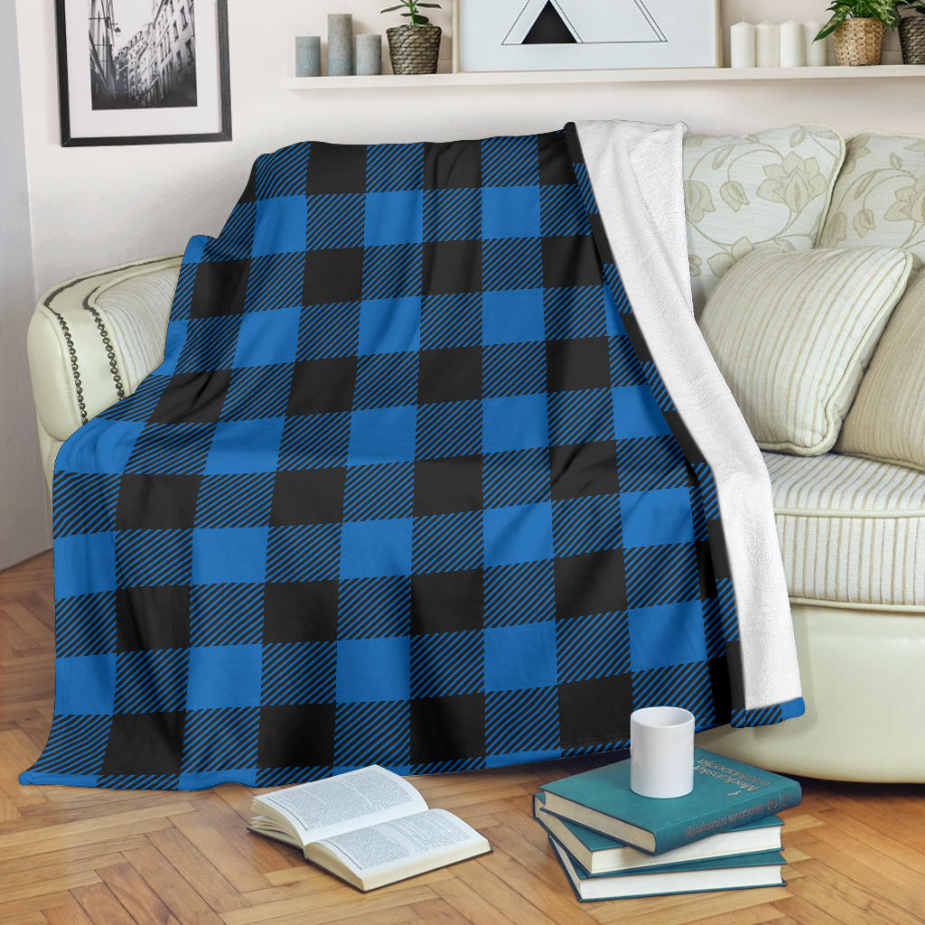 Buffalo check Blue Pattern Print Design 03 Premium Blanket