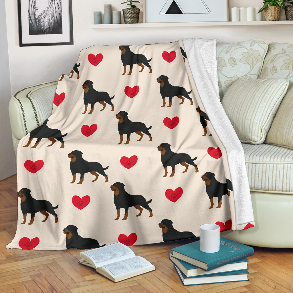 Rottweiler Pattern Print Design A02 Premium Blanket