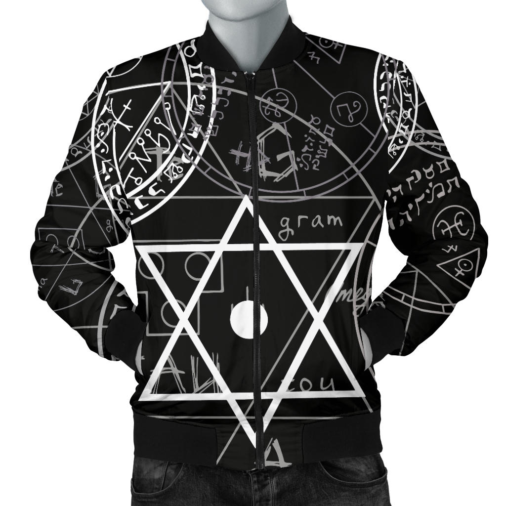 Pentagram Pattern Print Design A01 Men Bomber Jacket