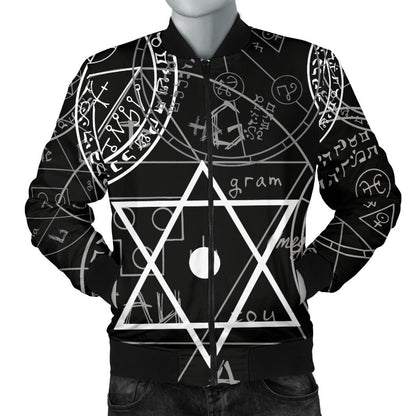 Pentagram Pattern Print Design A01 Men Bomber Jacket