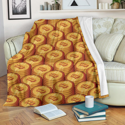Bitcoin Pattern Print Design 02 Premium Blanket