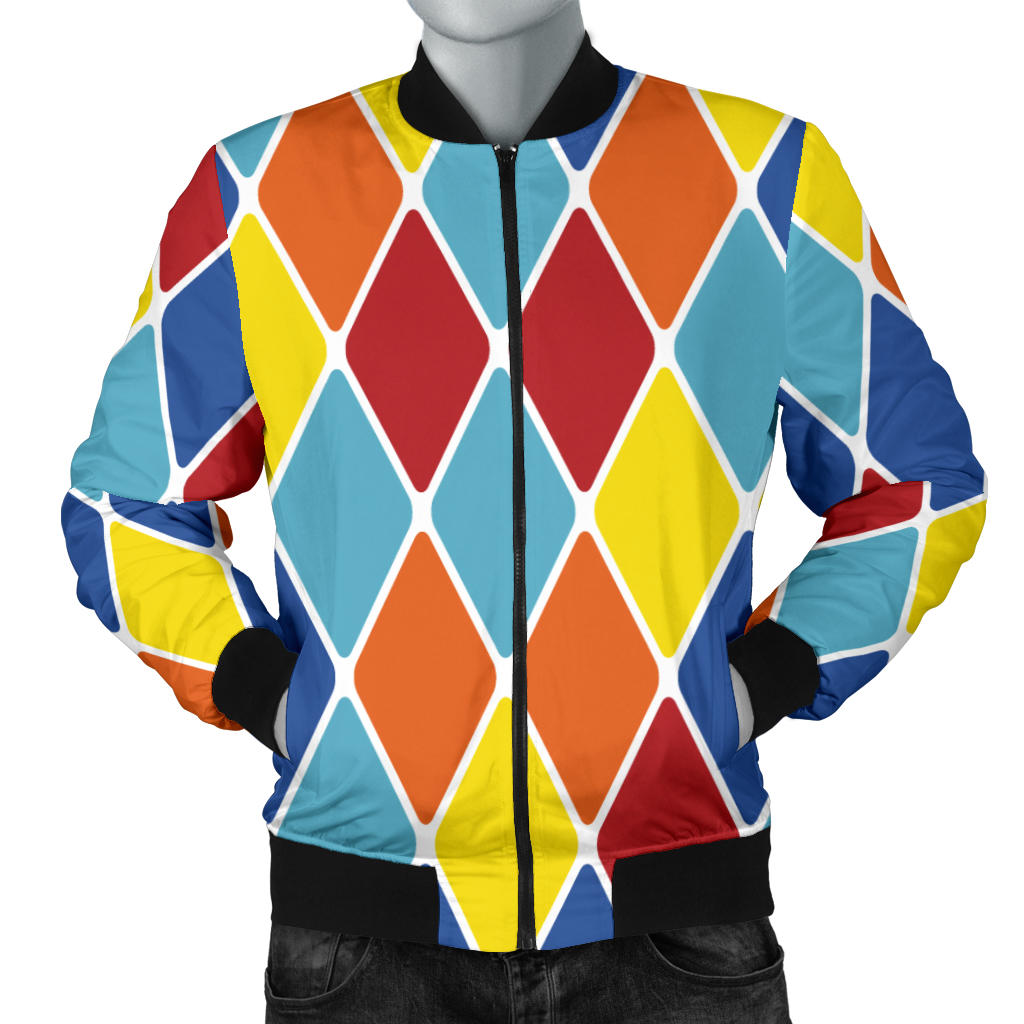 Harlequin Pattern Print Design 01 Men Bomber Jacket