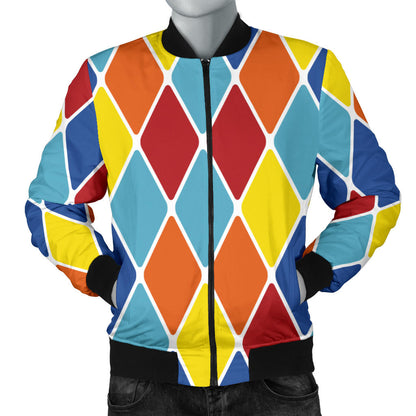 Harlequin Pattern Print Design 01 Men Bomber Jacket