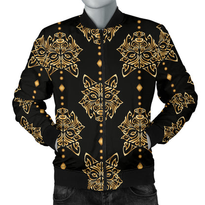 Aztec Wolf Pattern Print Design 04 Men Bomber Jacket