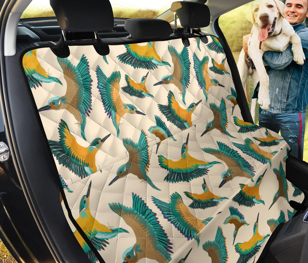 Kingfisher Pattern Print Design 02 Rear Dog Car Seat Cover Hammock