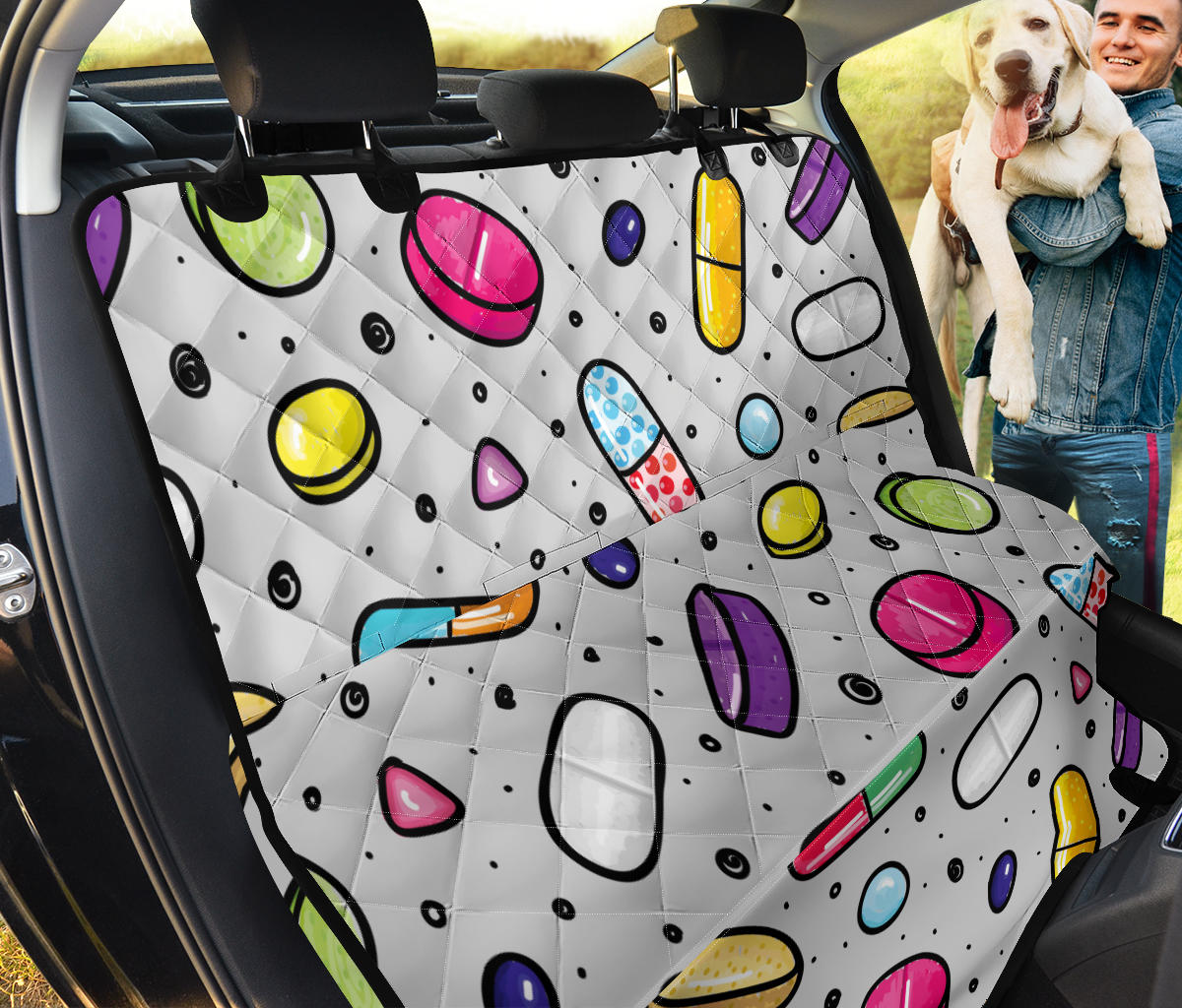 Pill Pattern Print Design A04 Rear Dog Car Seat Cover Hammock
