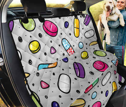 Pill Pattern Print Design A04 Rear Dog Car Seat Cover Hammock