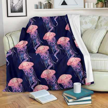Jellyfish Pattern Print Design 03 Premium Blanket