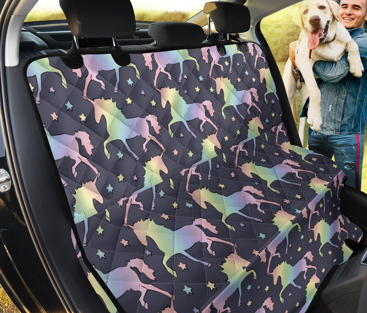 Rainbow Pattern Print Design A05 Rear Dog Car Seat Cover Hammock