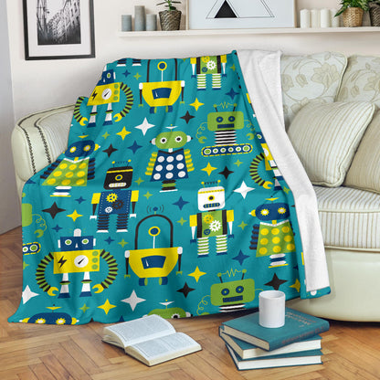 Robot Pattern Print Design A02 Premium Blanket