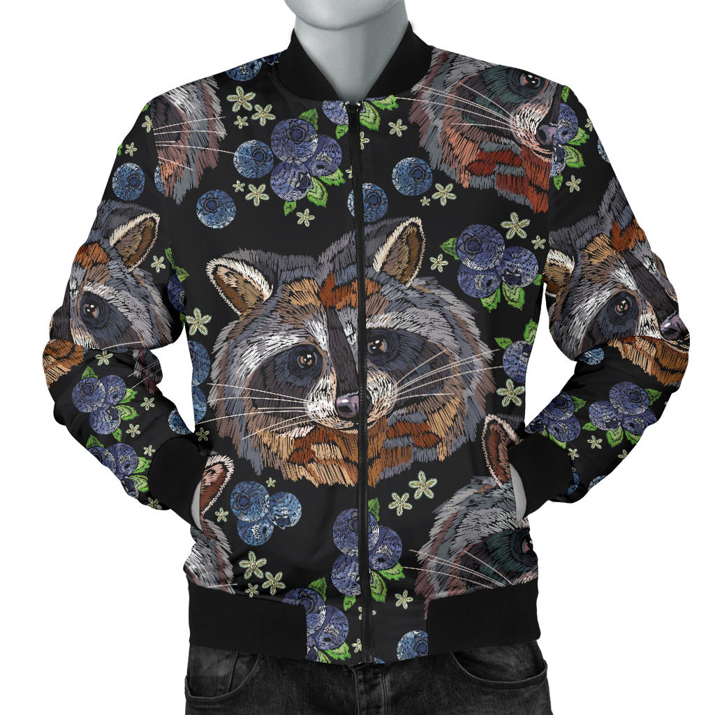 Raccoon Pattern Print Design A03 Men Bomber Jacket