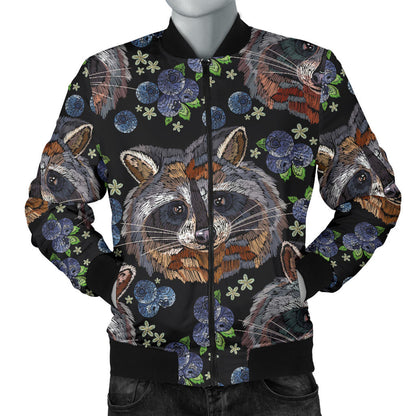 Raccoon Pattern Print Design A03 Men Bomber Jacket