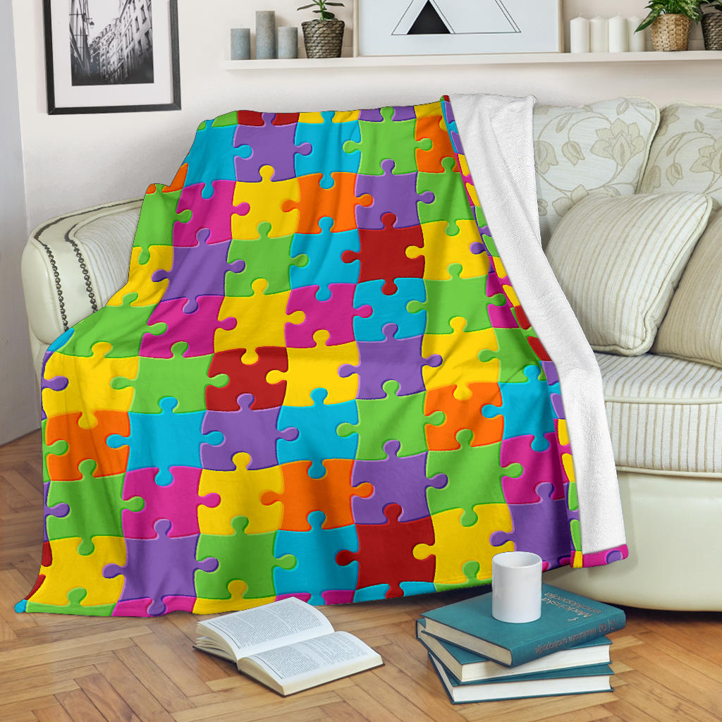 Autism Awareness Pattern Print Design 02 Premium Blanket