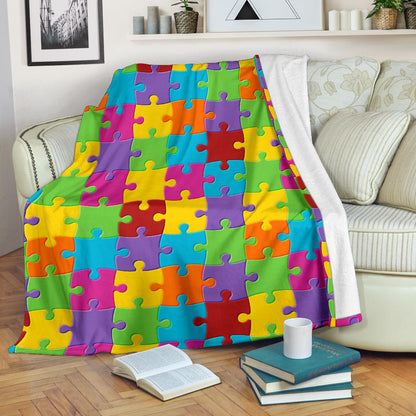 Autism Awareness Pattern Print Design 02 Premium Blanket