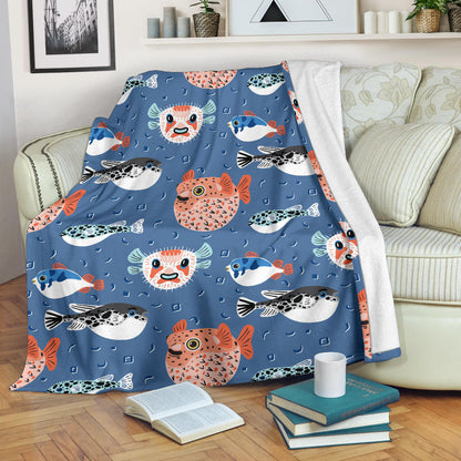 Fugu Pattern Print Design 02 Premium Blanket