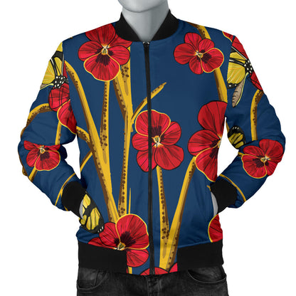 Pansy Pattern Print Design A01 Men Bomber Jacket