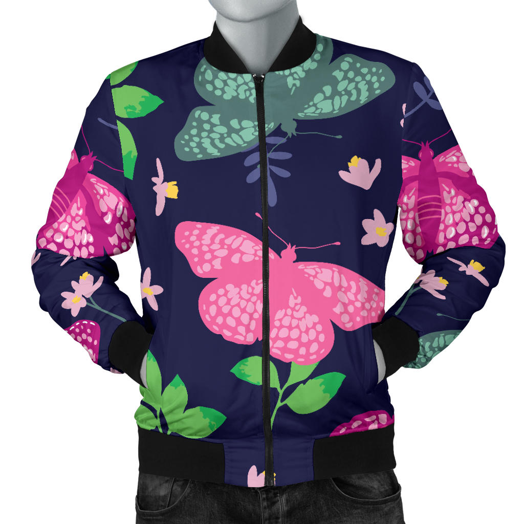 Monarch Butterfly Pattern Print Design 03 Men Bomber Jacket
