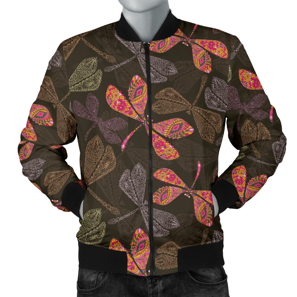 Dragonfly Pattern Print Design 02 Men Bomber Jacket