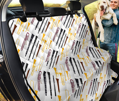 Clarinet Pattern Print Design 01 Rear Dog Car Seat Cover Hammock