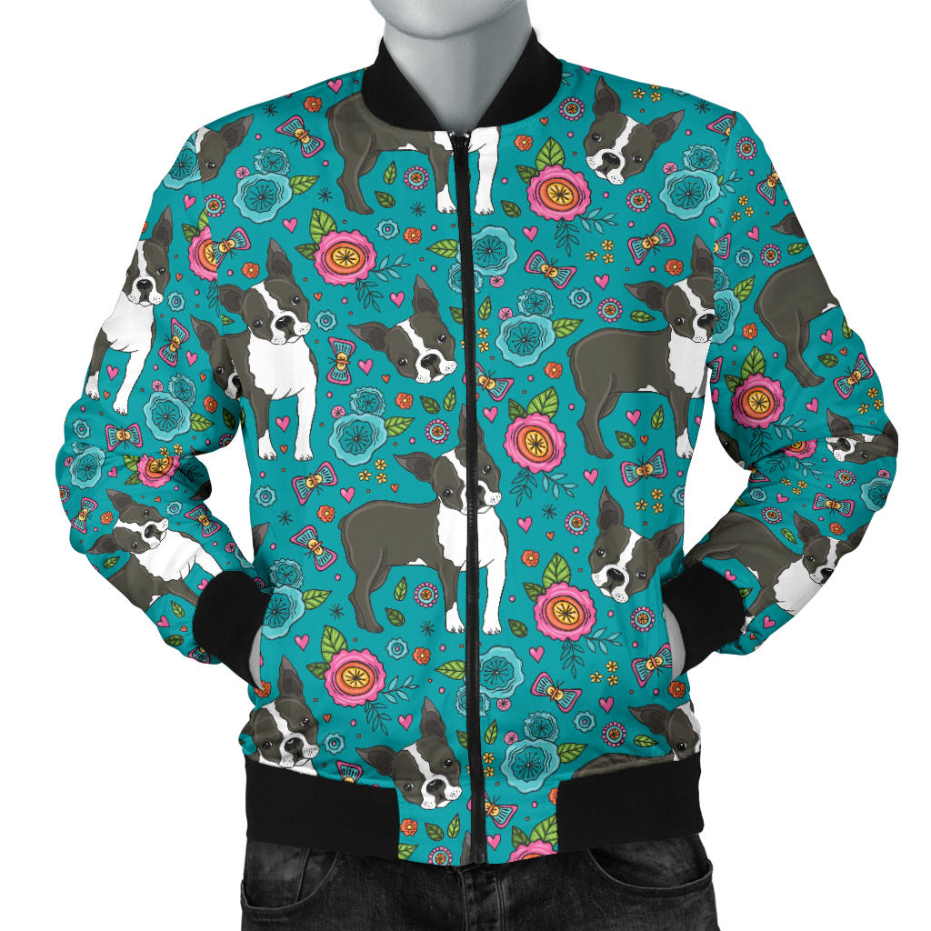 Boston Terrier Pattern Print Design 07/men-bomber-jacket.jpg Men Bomber Jacket