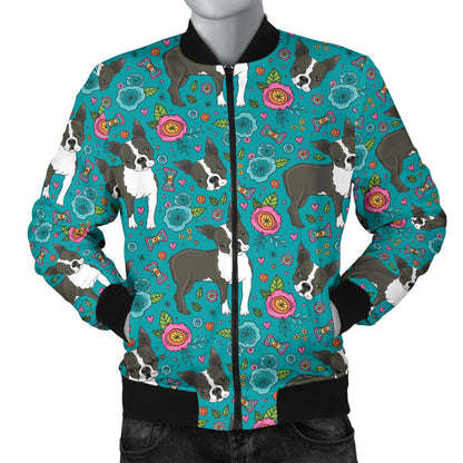 Boston Terrier Pattern Print Design 07/men-bomber-jacket.jpg Men Bomber Jacket