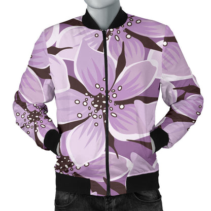 Lilac Pattern Print Design 01 Men Bomber Jacket
