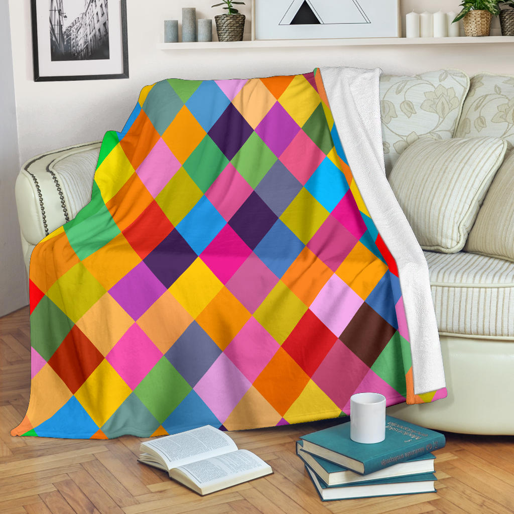Harlequin Pattern Print Design 02 Premium Blanket